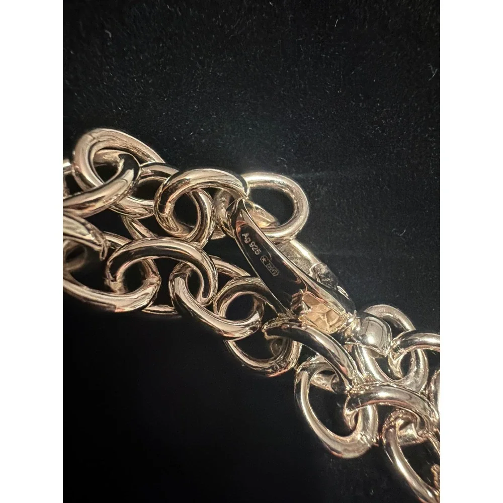 Gucci Sterling Silver Heart G Charm Bracelet Ag 925‎ Made in Italy 8 Inch